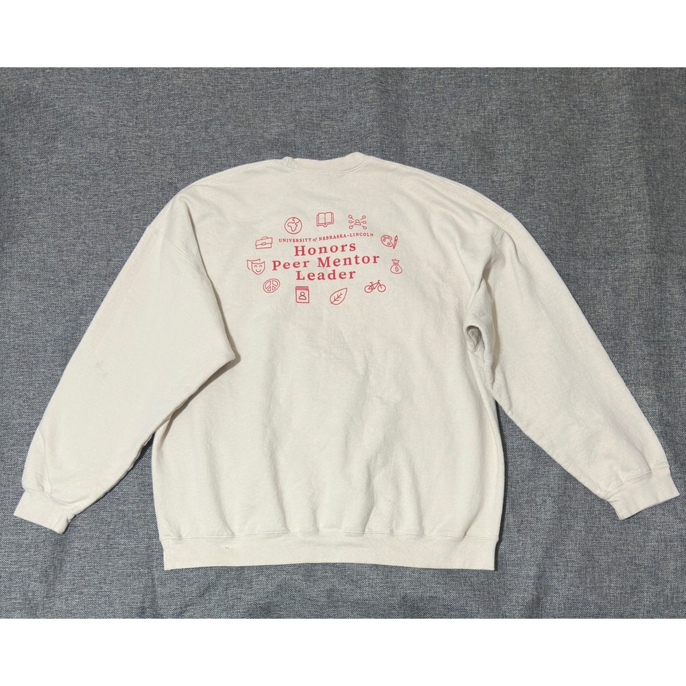 Gildan Unisex 2XL Sweatshirt Nebraska Honors Peer Mentor Leader Cream Crewneck - Picture 8 of 8